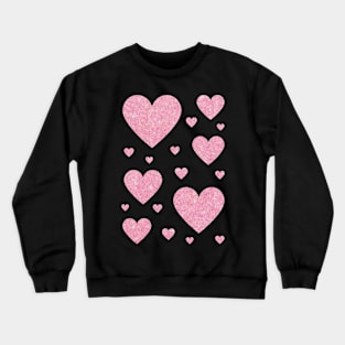 Light Pink Faux Glitter Hearts Crewneck Sweatshirt